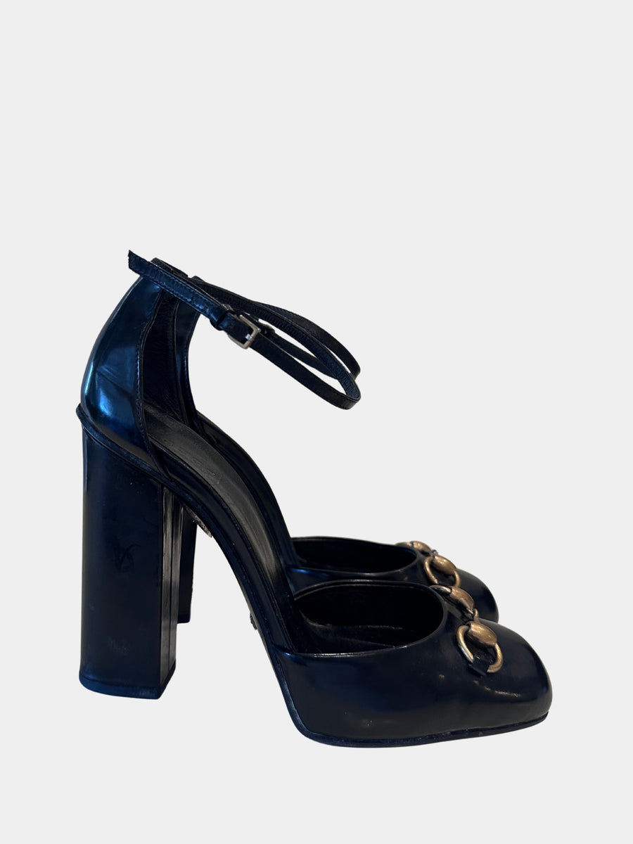 Gucci Horsebit Ankle Strap Pumps