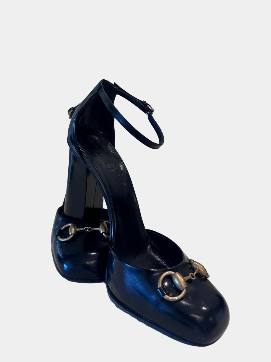 Gucci Horsebit Ankle Strap Pumps