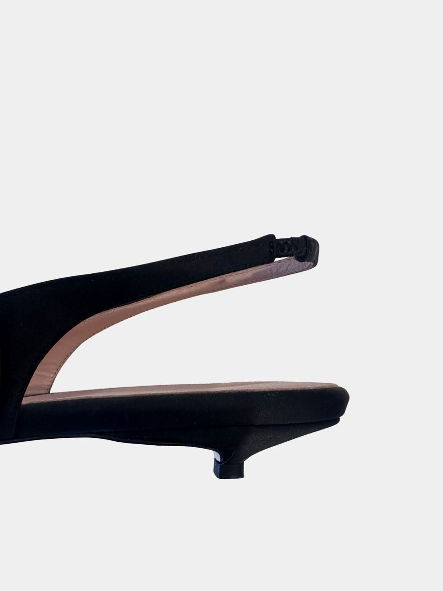 Scanlan Theodore Black Satin Slingbacks