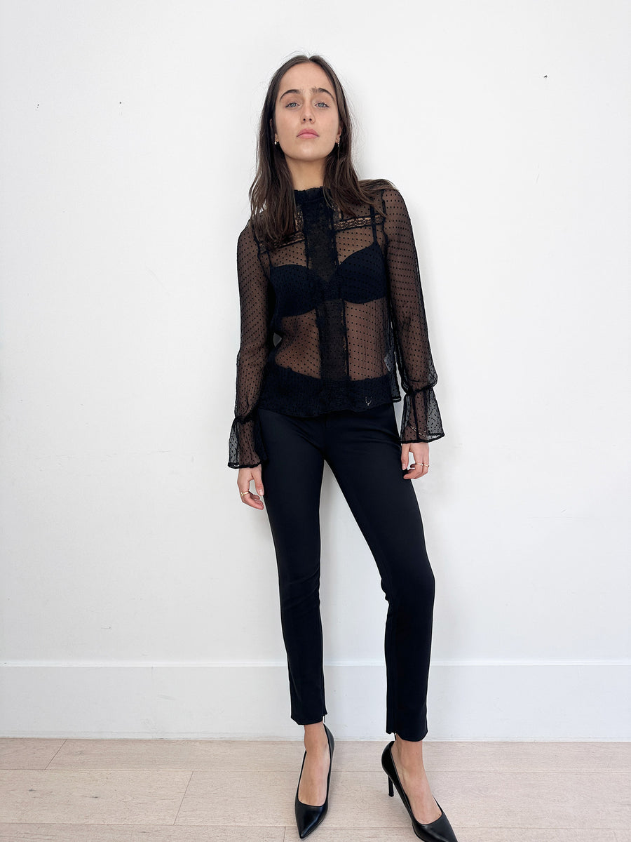 Anine Bing Dotted Silk Blouse
