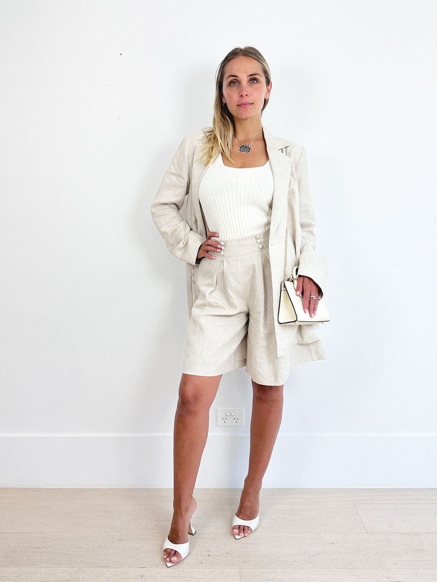Joslin Linen Blazer and Shorts Set
