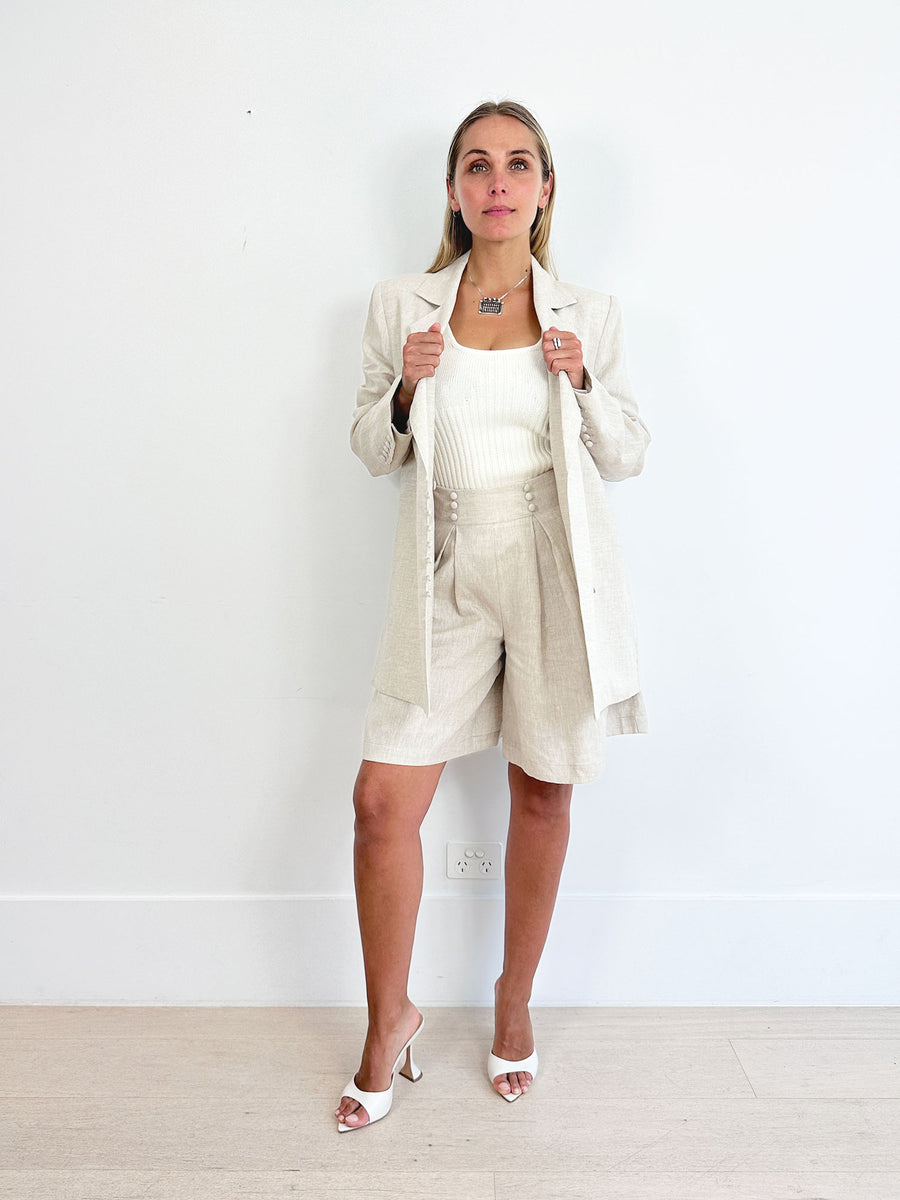 Joslin Linen Blazer and Shorts Set