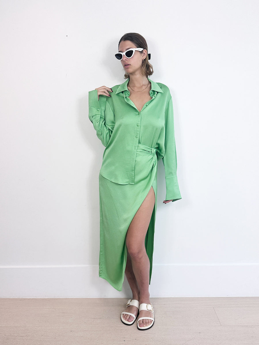 Anna Quan Satin Shirt and Skirt Set