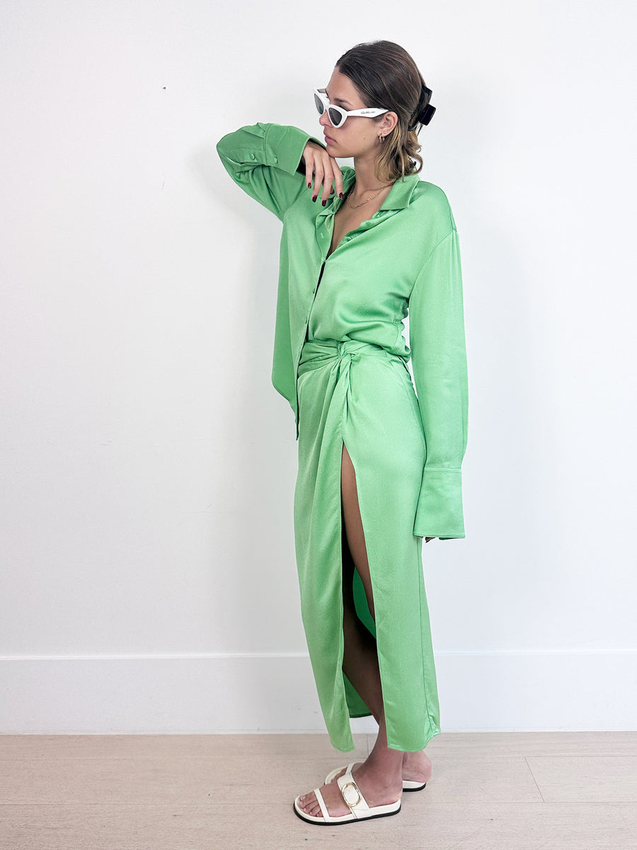 Anna Quan Satin Shirt and Skirt Set
