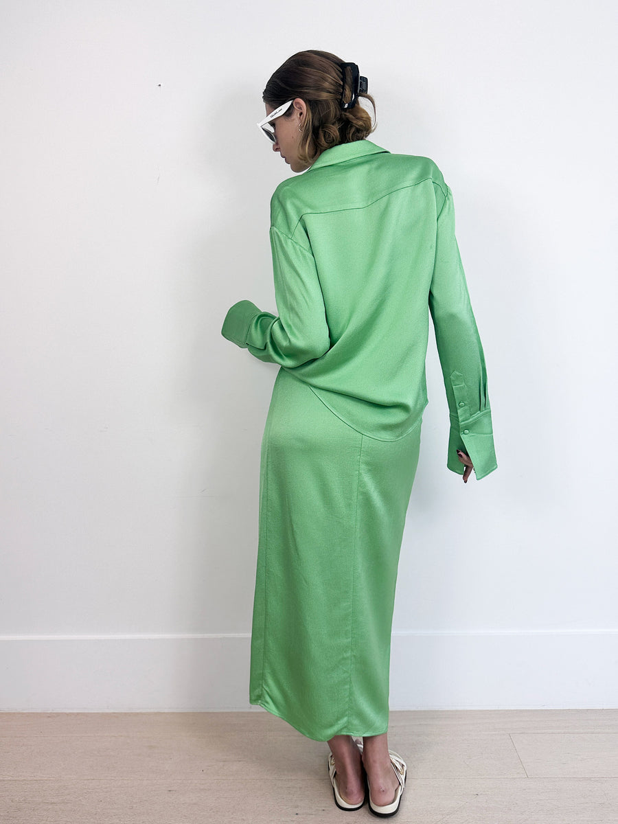Anna Quan Satin Shirt and Skirt Set