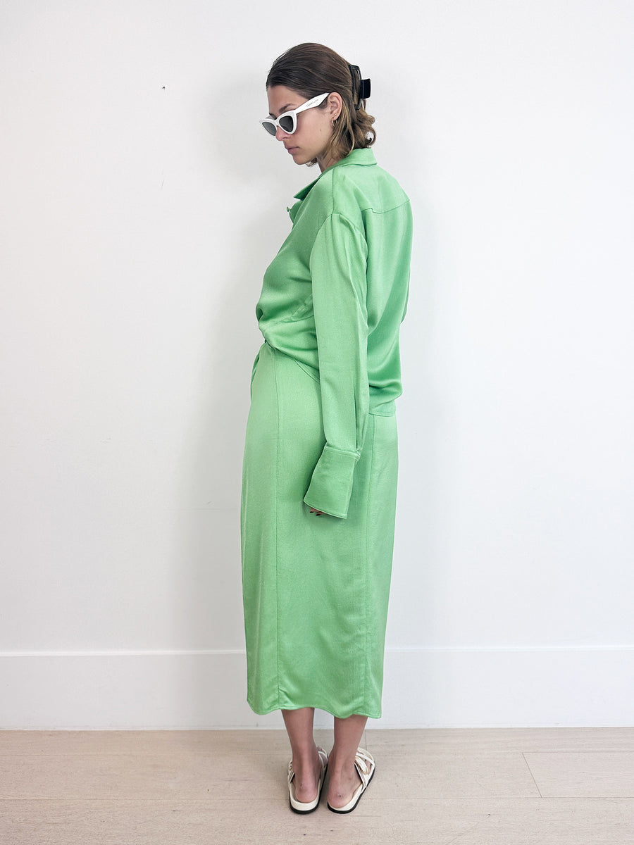 Anna Quan Satin Shirt and Skirt Set