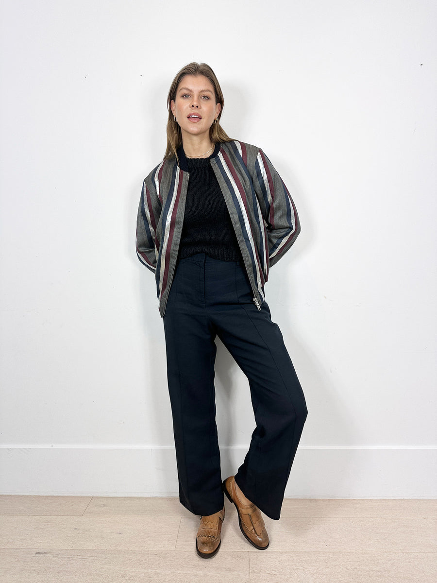Dries Van Noten Striped Bomber Jacket
