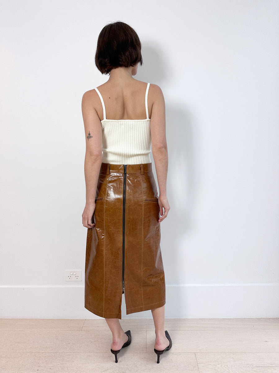 Wynn Hamlyn Distressed Leather Skirt