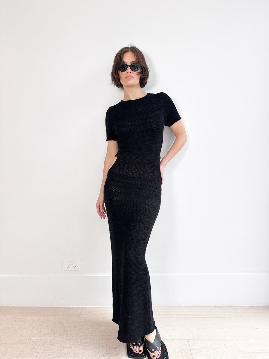 Venroy Crochet Knit Maxi Dress